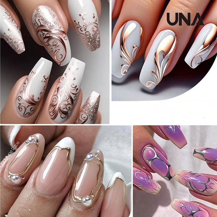 New Metal Chrome Effect Platinum Liner Gel Waterproof Nail Art Soak off UV Mirror Metallic Nail Painting Liner Gel Polish Set