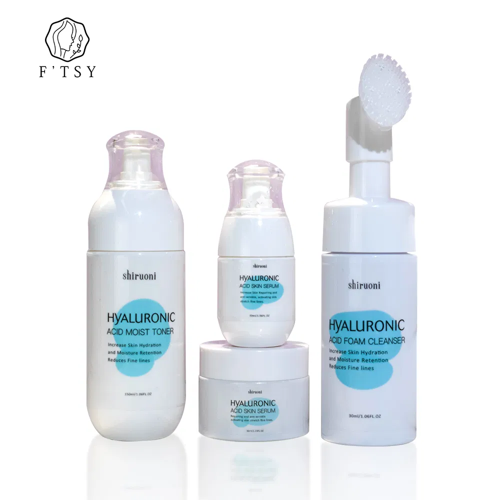 4 Pieces Hyaluronic Acid Cream/Serum/Cleanser/Toner Repairing Whitening Skin Care Set