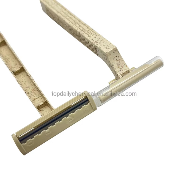 OEM Disposable Razor Recyclable Material Biodegradable Wheat Straw Twin Blade Shaving Razor