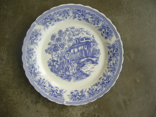 7.5"10.5"8" Dinner Meat Dessert Plate with blue Design Porcelainware Ceramics Tableware
