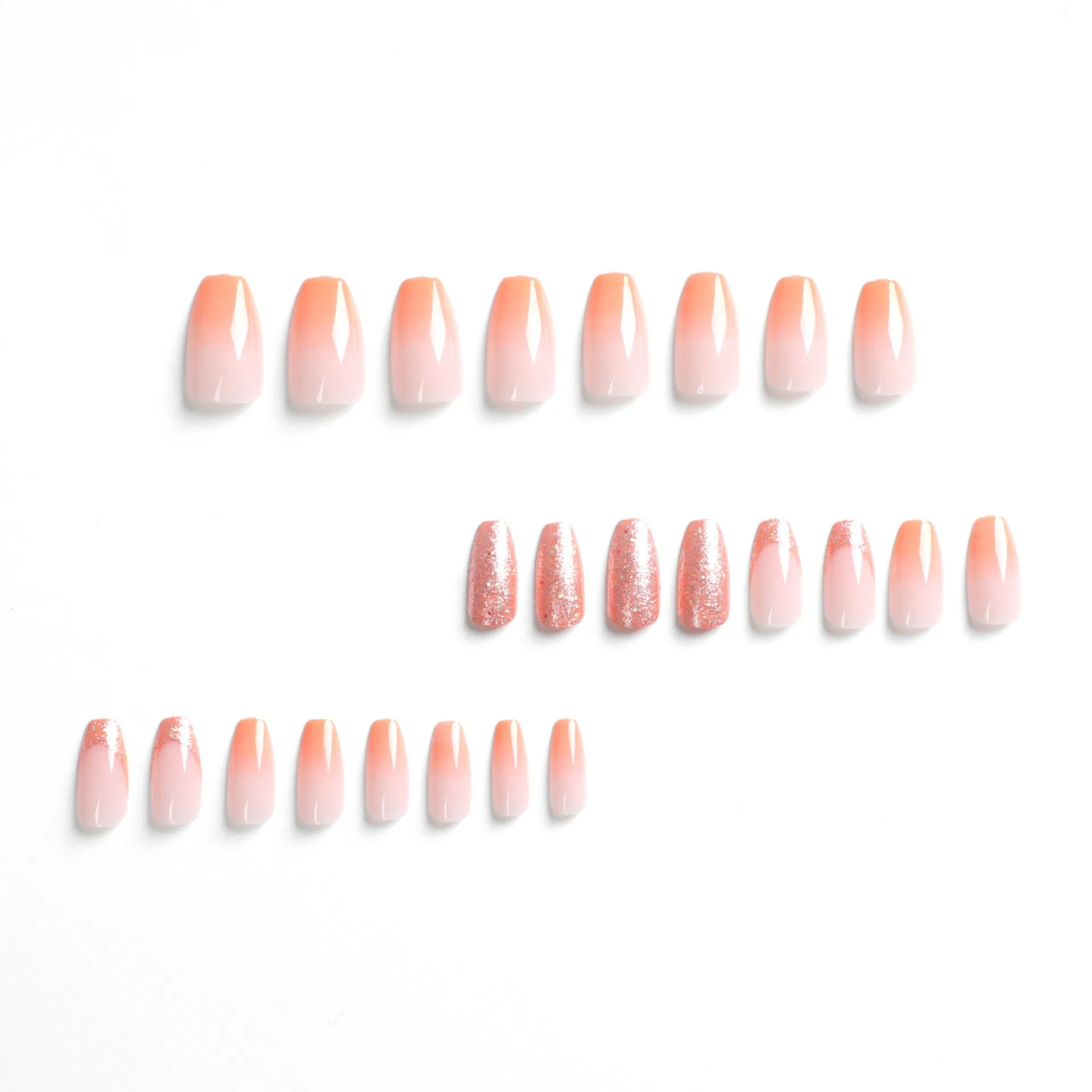 Orange Gradual Shining Powder Nail Enhancement Tablets Detachable Finished Nail Tablets