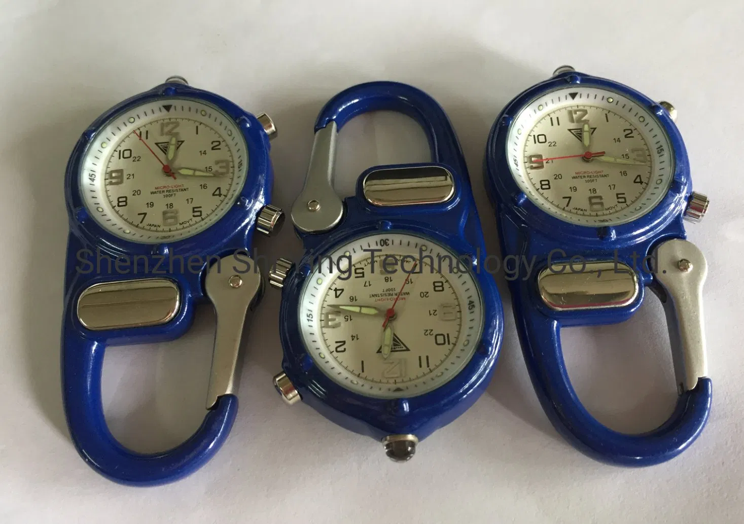 Waterproof Outdoor Mini Clip on Carabiner Hook Watch with Microlight Compass