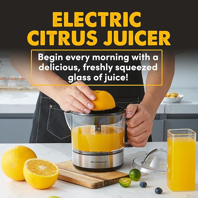 Compact, Large Volume, Pulp Control BPA-Free Electric Citrus Juicer