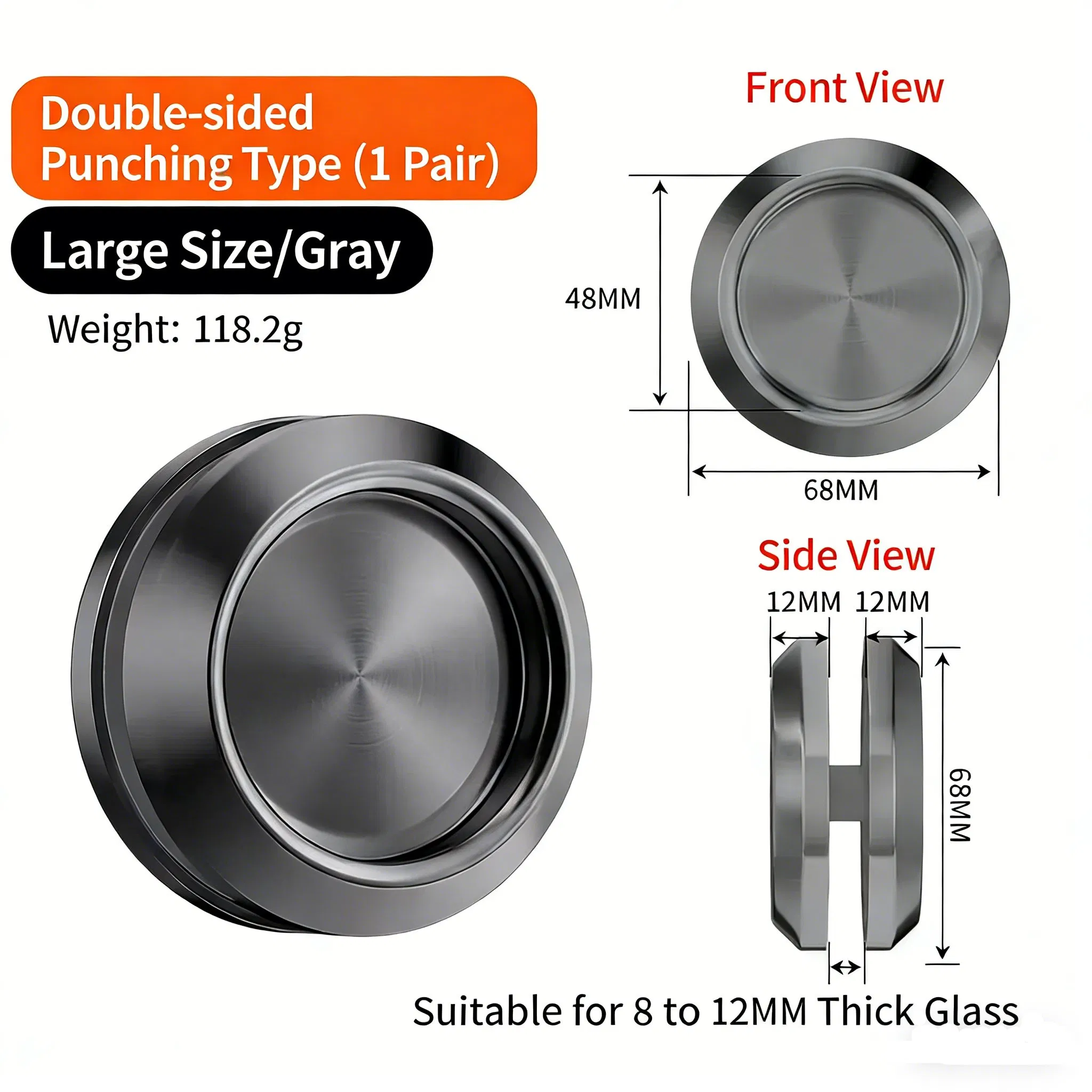 SS304 Satin Mirror Bathroom Sliding Glass Hardware Kit Shower Door Knob