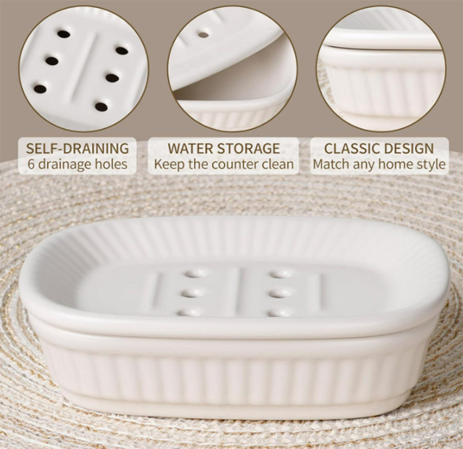 5PCS Classic Design White Ceramic Bathroom Accessory Set