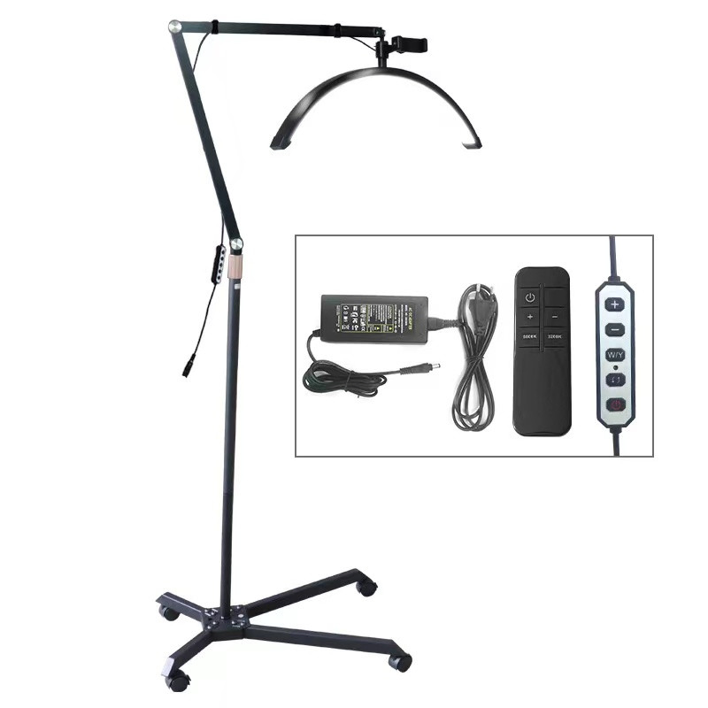 28 Inch Pulley Half-Moon Beauty Lamp, LED Floor Lamp for Lash Extension, Arch Lash Lighting for Beauty Salon