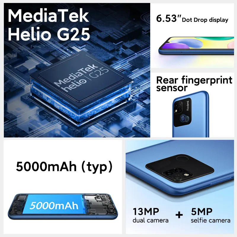 64/128GB Mtk Helio G25 Octa Core 13MP Camera 5000mAh Battery 10W Fast Charging Mobile Phone 10A Mobile Phone Second-Hand Phone