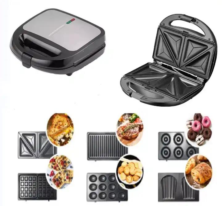 Detachable Sandwich Maker 6 in 1 Waffle Grill Shell Nutty Donut Plates