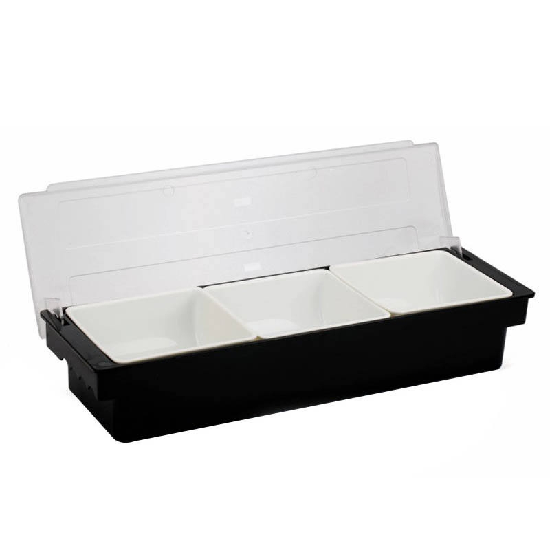 Modern Design Custom Brand Logo White 4/5/6 Condiments Serving Black Bar Caddy for Bar Home Work or Restaurant