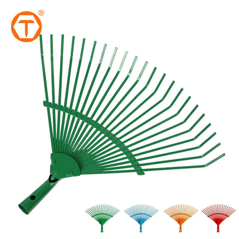22 Teeth Heavy Duty Powder Painted Leaf Rake Steel Durable Garden Lawn Rake with Wood Handle