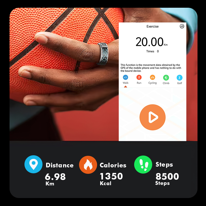 Умное кольцо из нержавеющей стали с мониторингом здоровья
