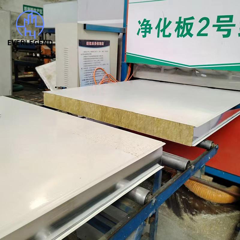 Rock Wool Sandwich Panel Wall and Roof Sheet Fireproof Heat Preservation Sound Insulation Board Clean Room Partition Wall