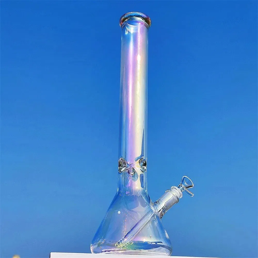 Heavy Duty 18 Inch 45cm Giant Size Rainbow Tinted Metallic Freeze Percolator Beaker pipe 14mm Glass pipe Water Pipe Hookah