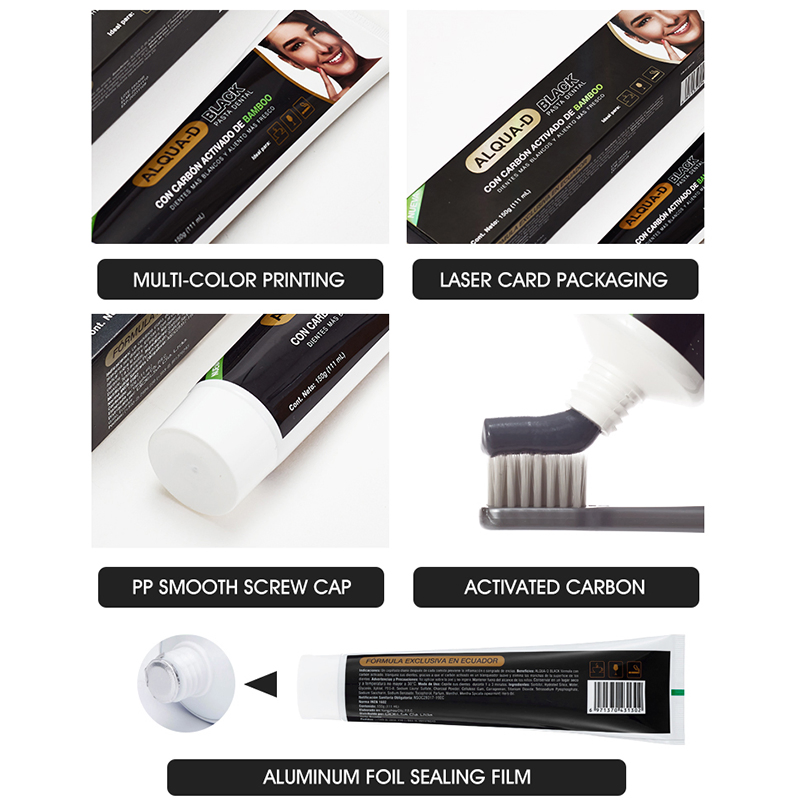 Free Sample OEM Logo Adult Fluoride Free Activated Bamboo Charcoal Teeth Whitening Mint Flavor Toothpaste