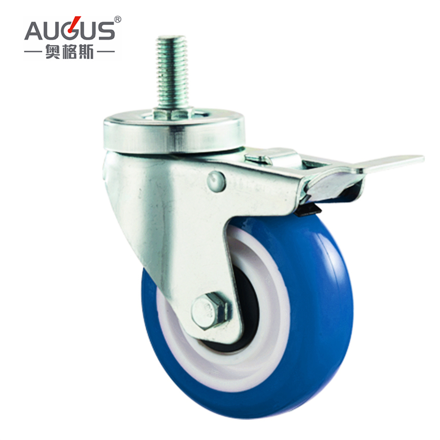3/4/5 Inch Industrial Caster Wheel Blue Rubber Caster for Equipment Platform