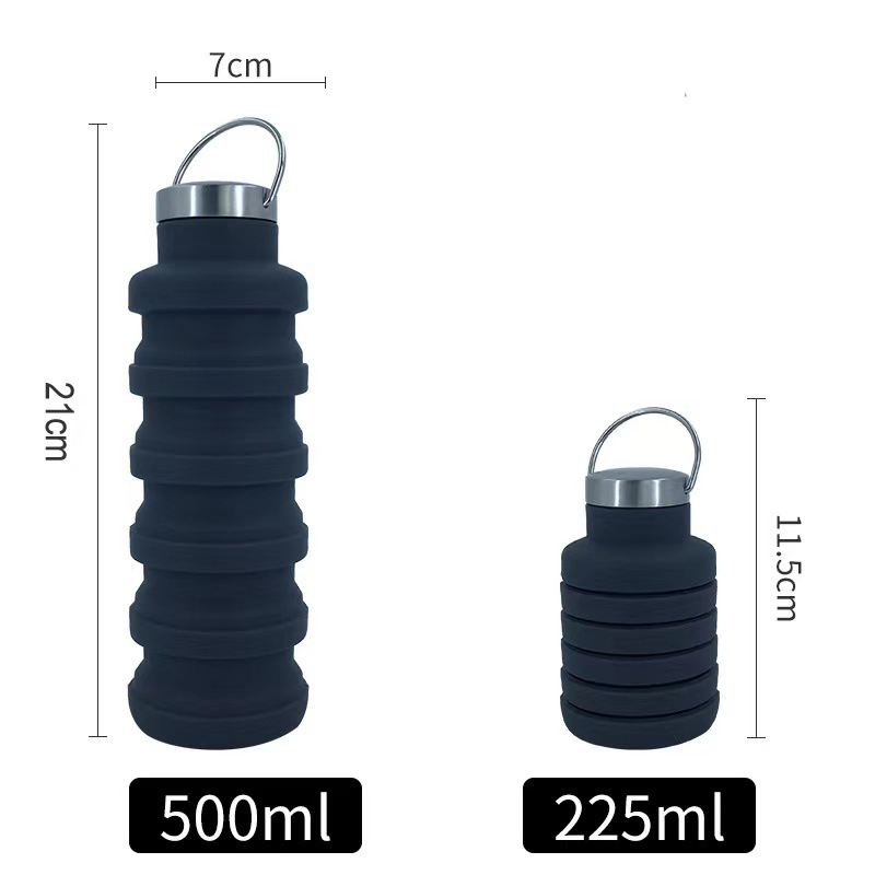 Leakproof Valve Reusable BPA Free Silicone Collapsible Water Bottles