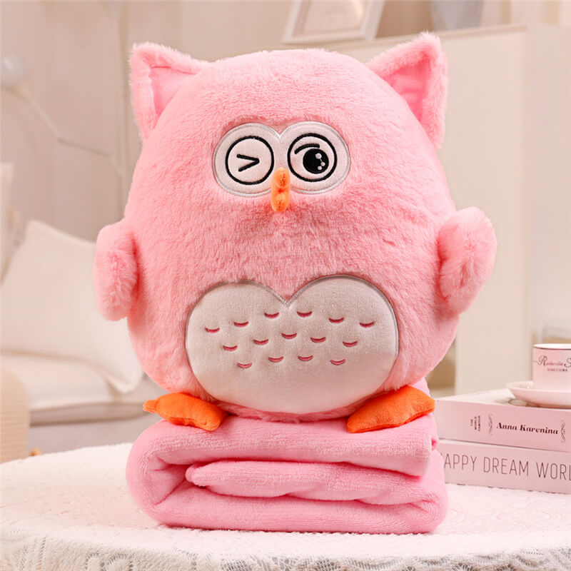Custom Logo Personalized Soft Wholesale Promotional Kid Child Baby Mascot Gift Doll Plushie Plushies Stuffed Animal Owl Bird Blanket Pillow Cushion Plush Toy E5