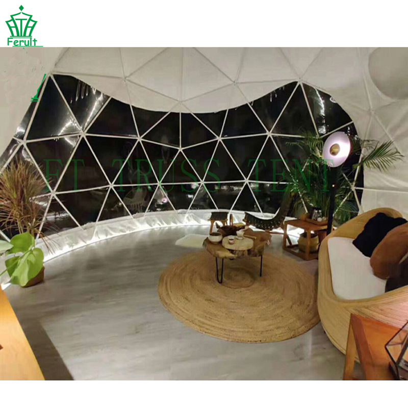 Complete Bathroom 6m Glamping PVC Camp House Dome Camping Tents for 2person