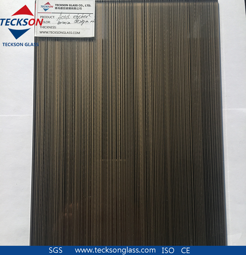 4-6mm Brozne Deep Acid Etched Mirror Float Pattern Frosted Glass