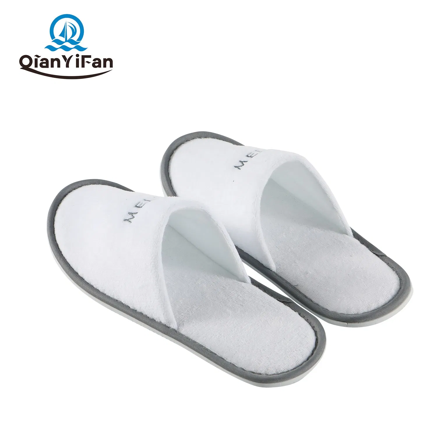 Wholesale Star Hotel White Imitation Cotton Slippers with Non-Slip EVA Sole for Hotel, Home, SPA