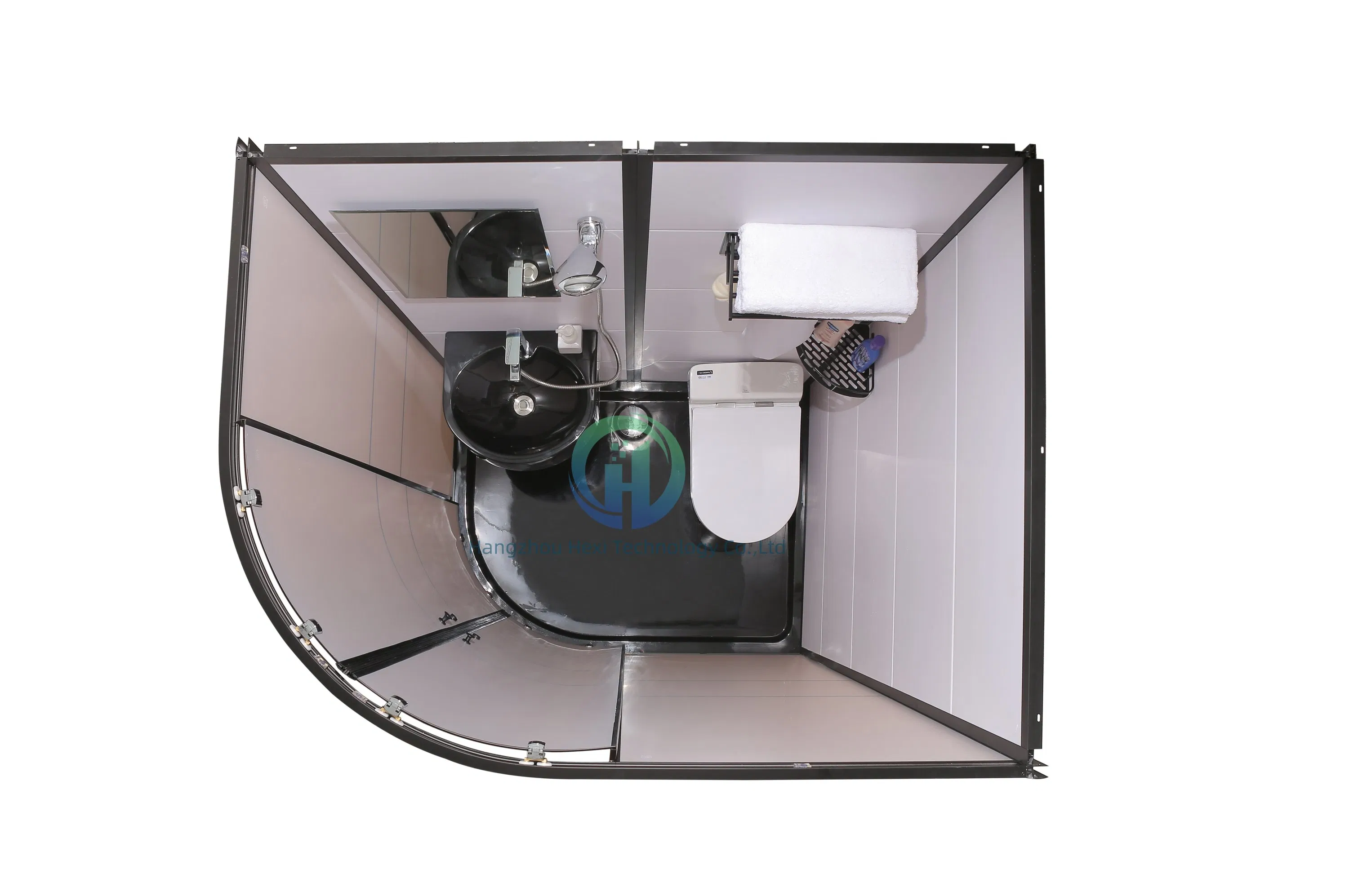 Prefab Bathroom 190*120*215cm Mobile Shower Room with Luxury Portable Shower Toilet, Frosted Tempered Glass One in All Portable Bathroom Modular Pods