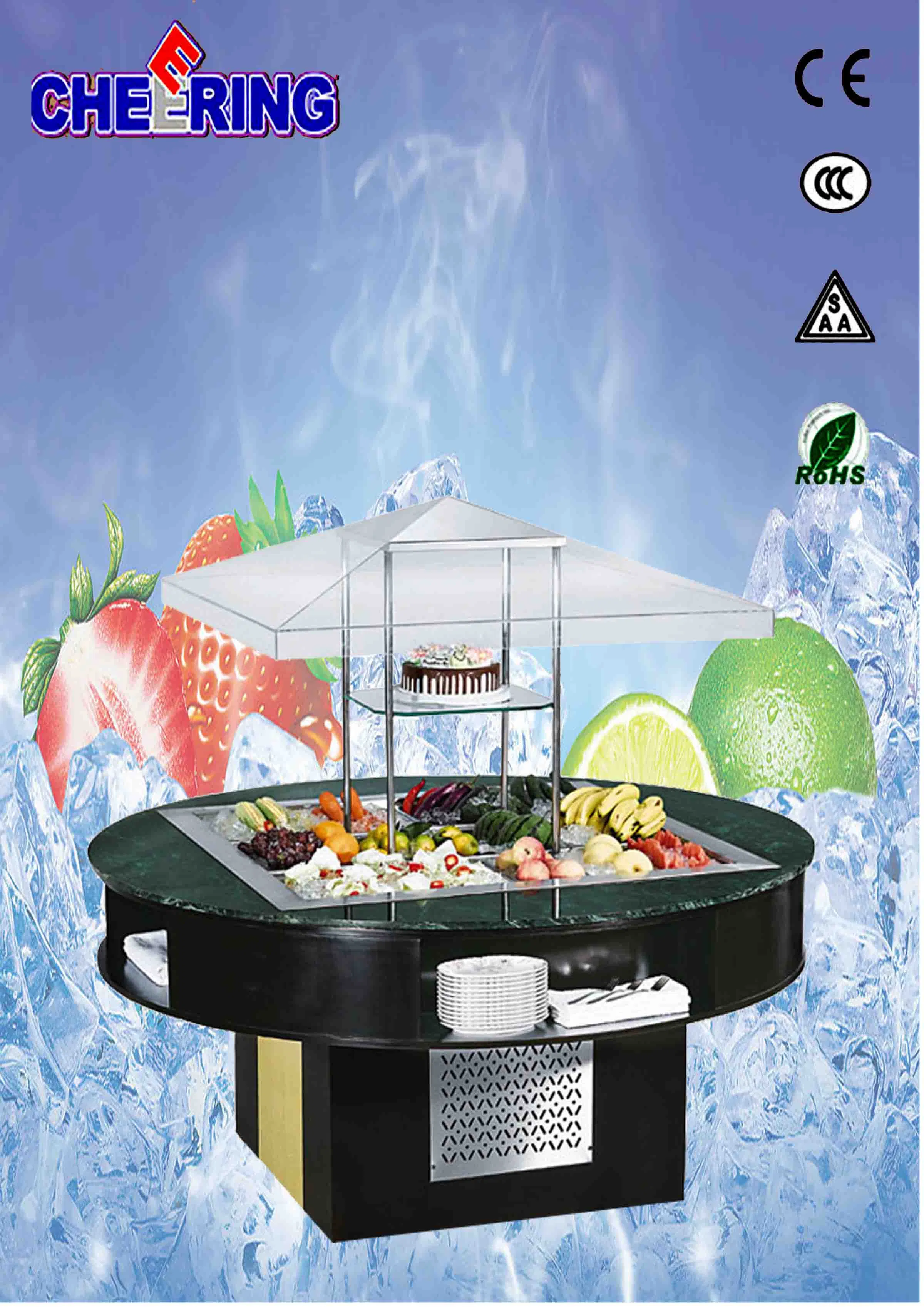 Premium Round Marble Salad Bar Cooler with CE Certification