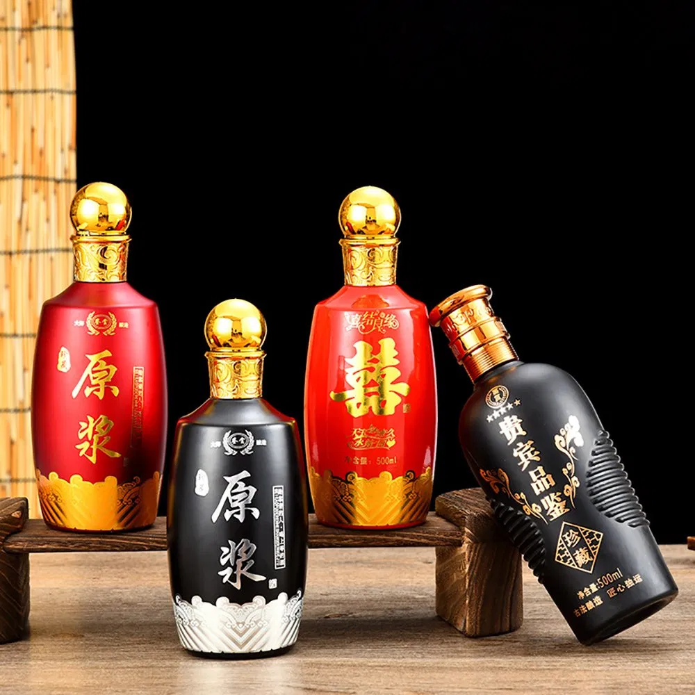 Custom Empty Wine 500ml Glass Design Silk Screen White Wine Liquor Bottle