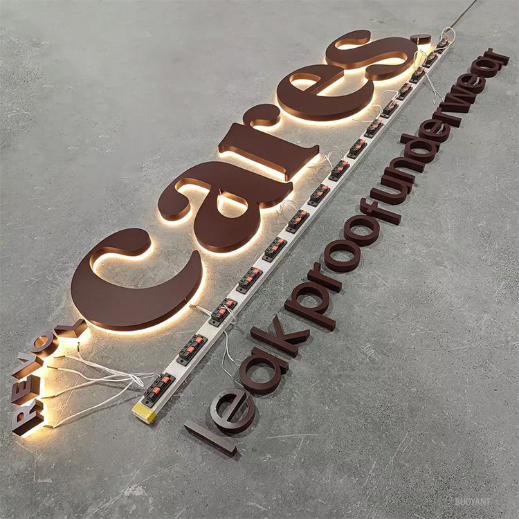 Custom Laser Cut 3D LED Sign Backlit Illuminated Metal Channel Letters Personalized Business Logo Reception Wall Company Sign