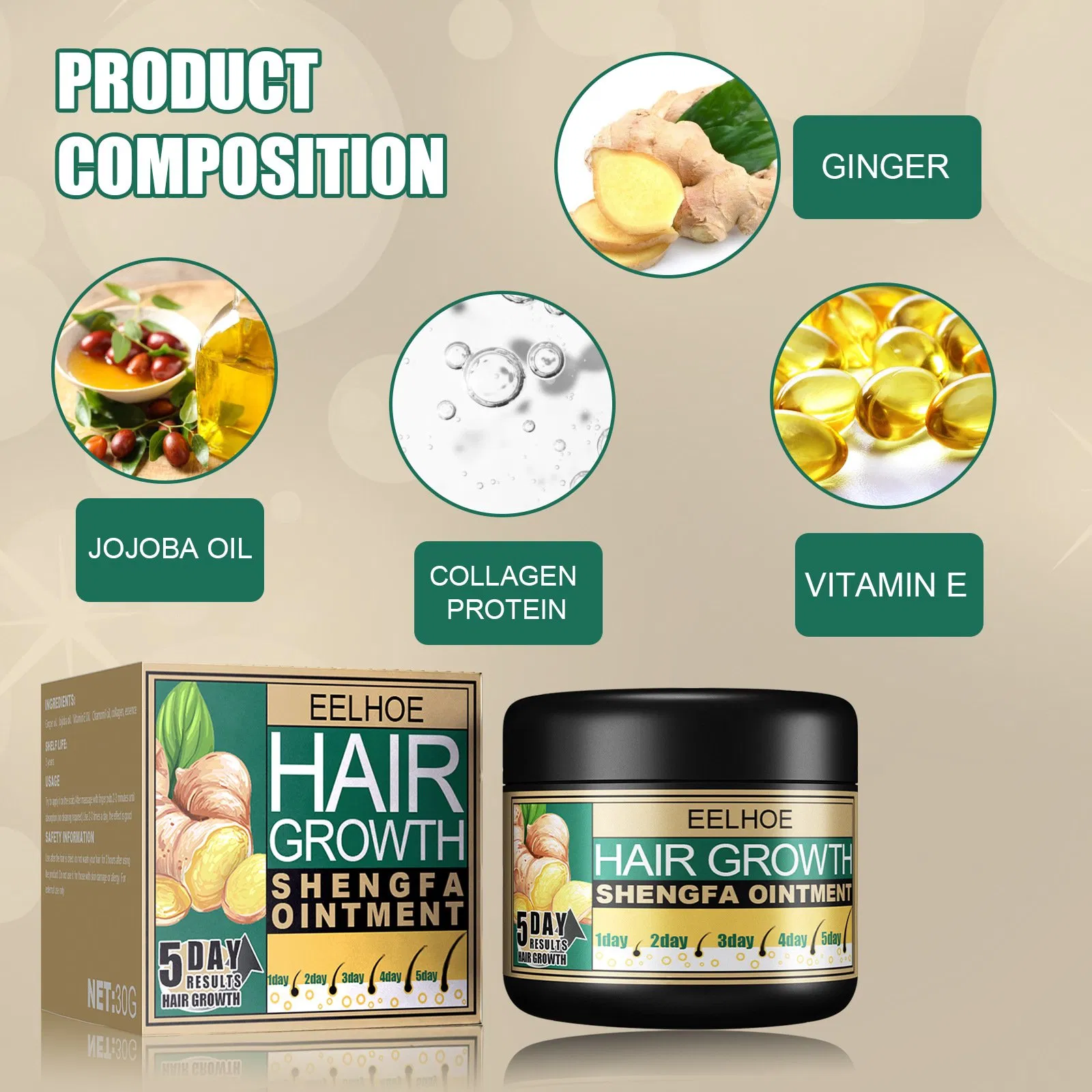 Hot Sale Natural Anti Dandruff Scalp Itch Hair Cream Ointment Vegan Moisturizing Hair Loss Care Organic Ginger Hair Growth Cream