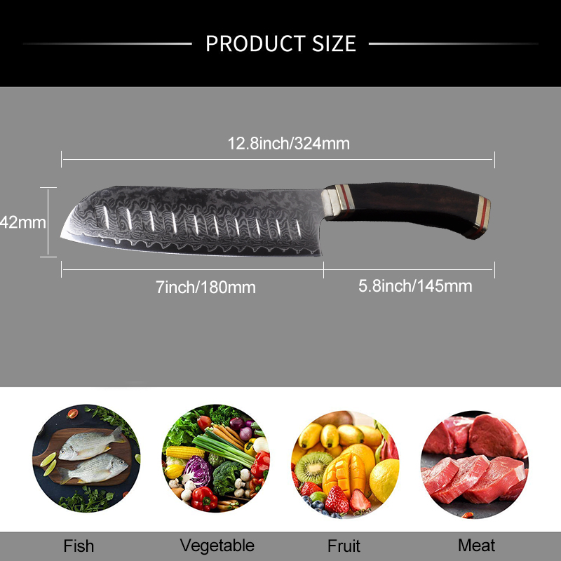 Santoku Knife with Sandal Wood Handle