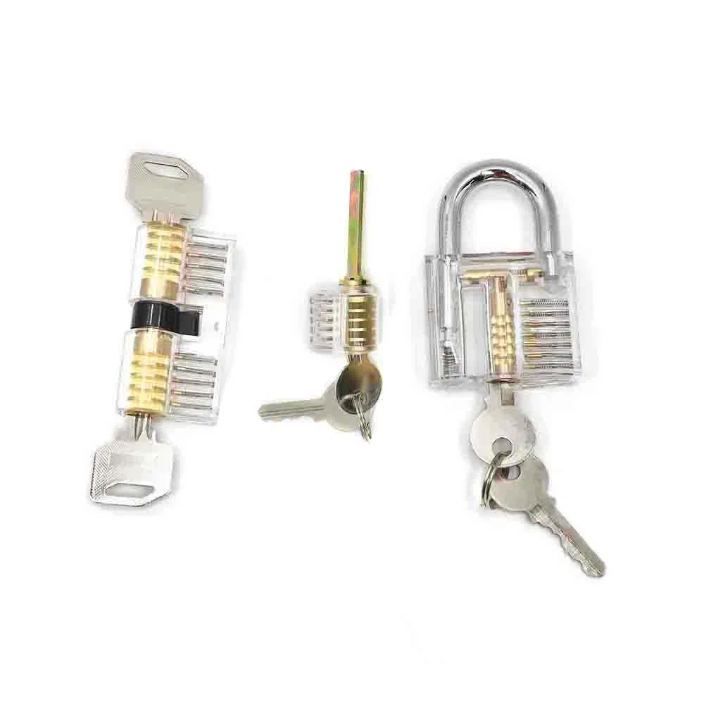 Cards and 3 Transparent Locks 17 Piece Locksmith Gift Training Set Lockpicking Tools Extractor Locksmith Picks