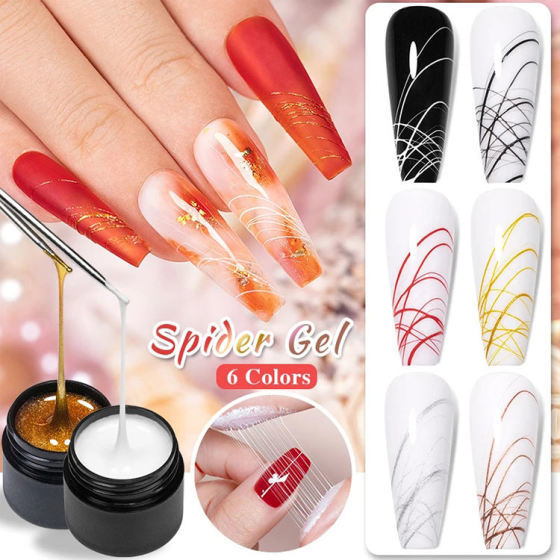 Factory Direct High-Quality UV Spider Gel for Nail Art Custom Logo 6-Color Glitter LED UV Spider Gel