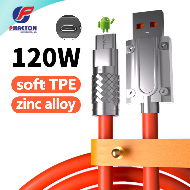 6A 120W Super Fast Charging USB 3.0 to Type C Lightning Android USB Data Charger Charging Cable