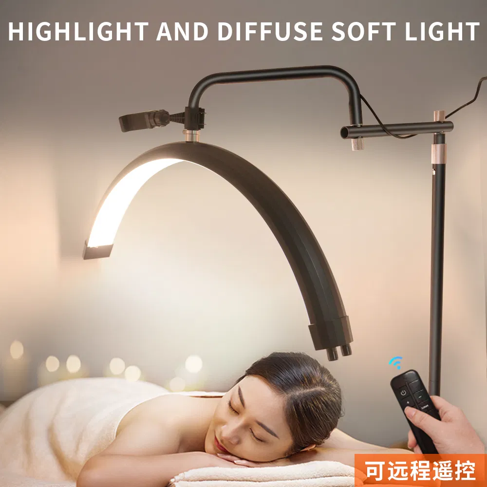 28-Inch Half-Moon Beauty LED Lamp&U-Shapde Medical Multi-Pole Floor Lamp for Beauty Salon
