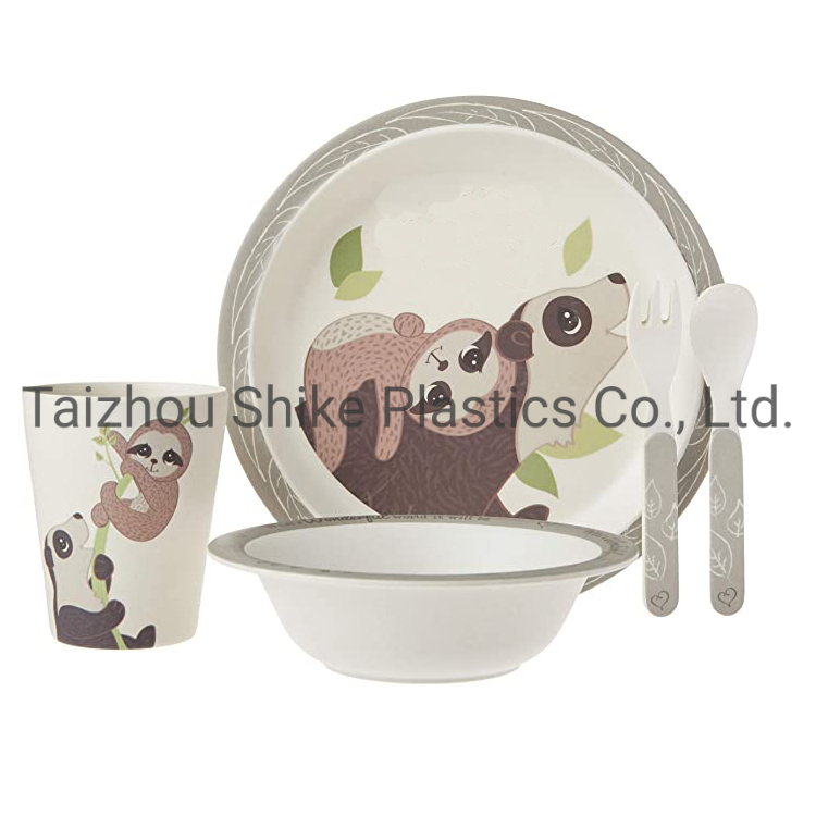 Wholesale BPA Free Food Grade Eco-Friendly Bamboo Fiber Kids Plate Bowl Cup Dinnerware Set