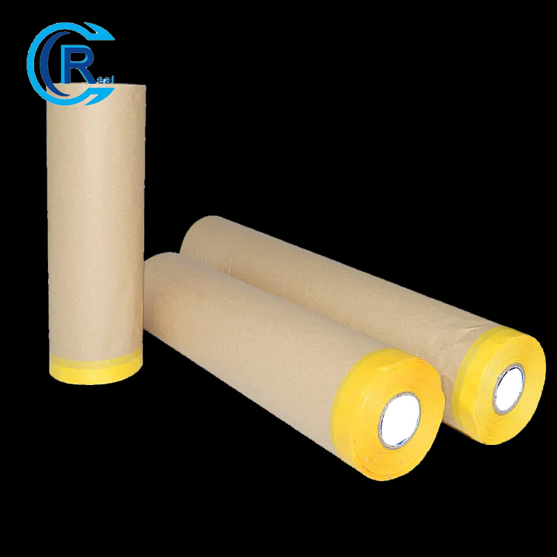 Pre Taped Kraft Paper Car Spray Automotive Painting Covering Auto Protective Paint Masking Film