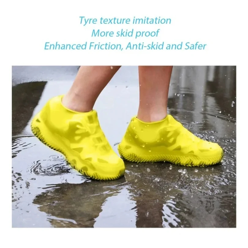 Non-Slip Reusable Rain Shoes Covers Rubber Overshoes Boot Waterproof Protector