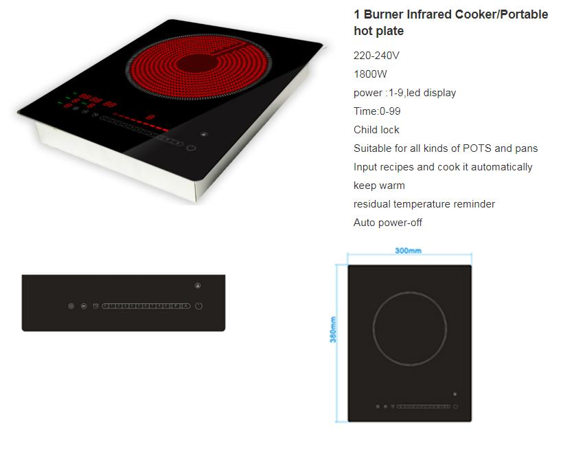 H-One Tuya APP Control 1 Burner Ceramic Infrared Cooker Smart Easy to Operate 8313-255