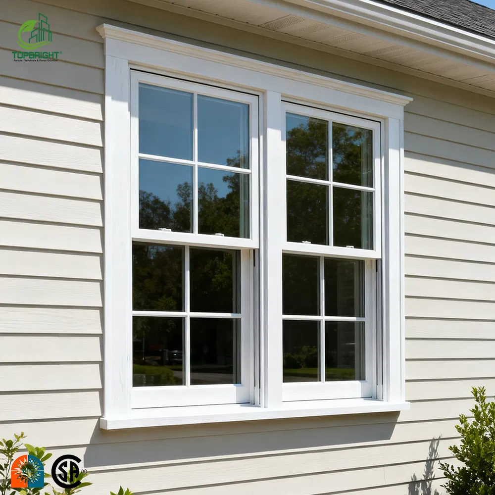 American Waterproof Aluminium Double Glass Window Single Double Hunge Vertical Sliding Windows