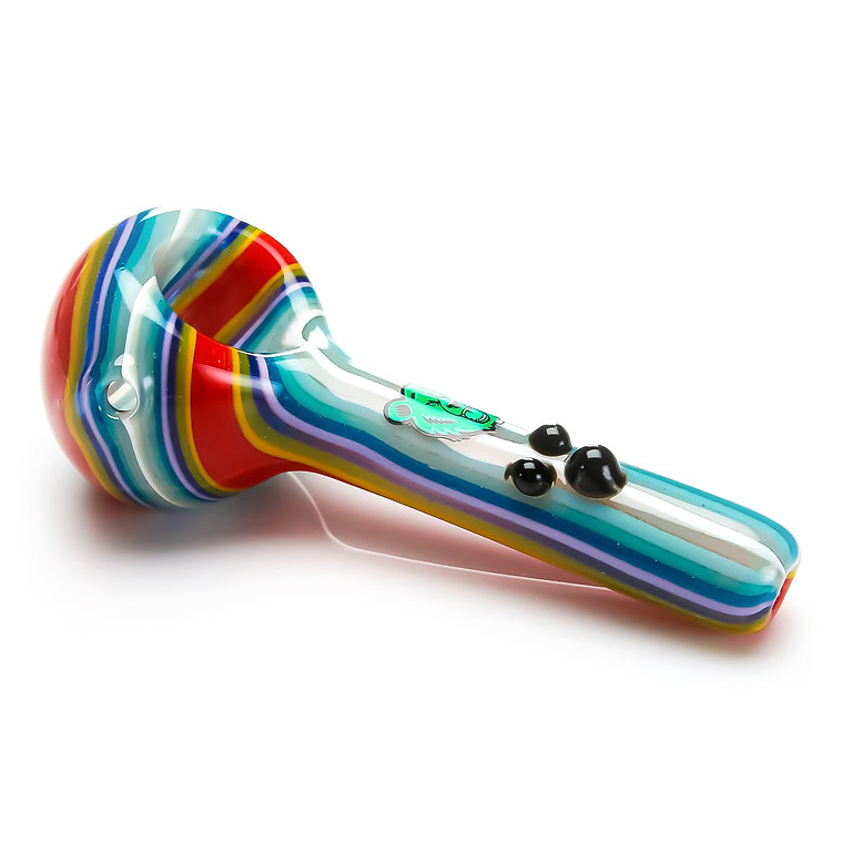 Tri DOT Wag Spoon Dry Glass Hand Pipe Glass Smoking Pipe
