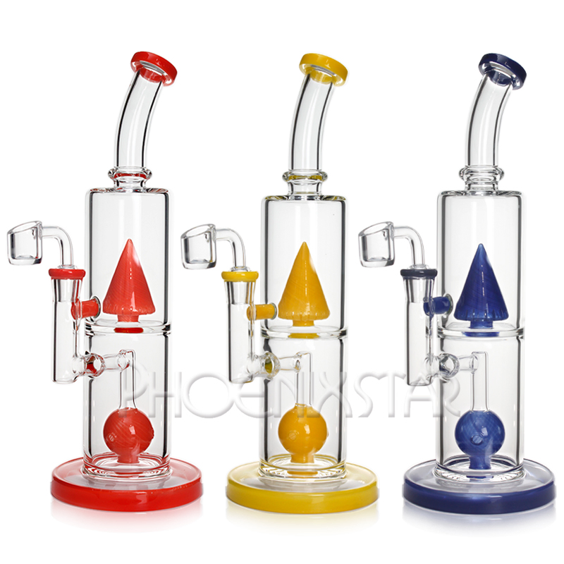 Phoenixstar High Quality 11.5 Inches Borosilicate Glass Hookah Bubbler American Color Glass Smoking Water Pipe with 14mm Quartz Banger