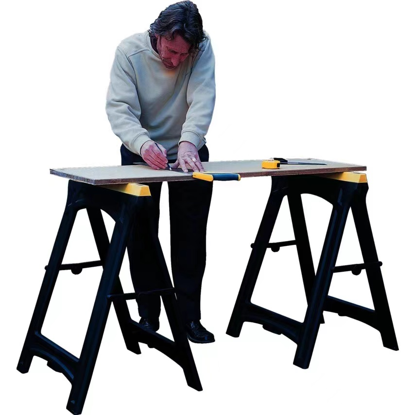 High Quality Height Adjustable Manual Tool Metal Easy Folding Sawhorse for Wood Wroking