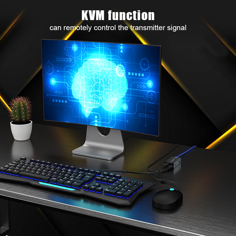 Kvm Extender Plug and Play Supports USB Kvm Able to Use Keyboard and Mouse Functions Remotely