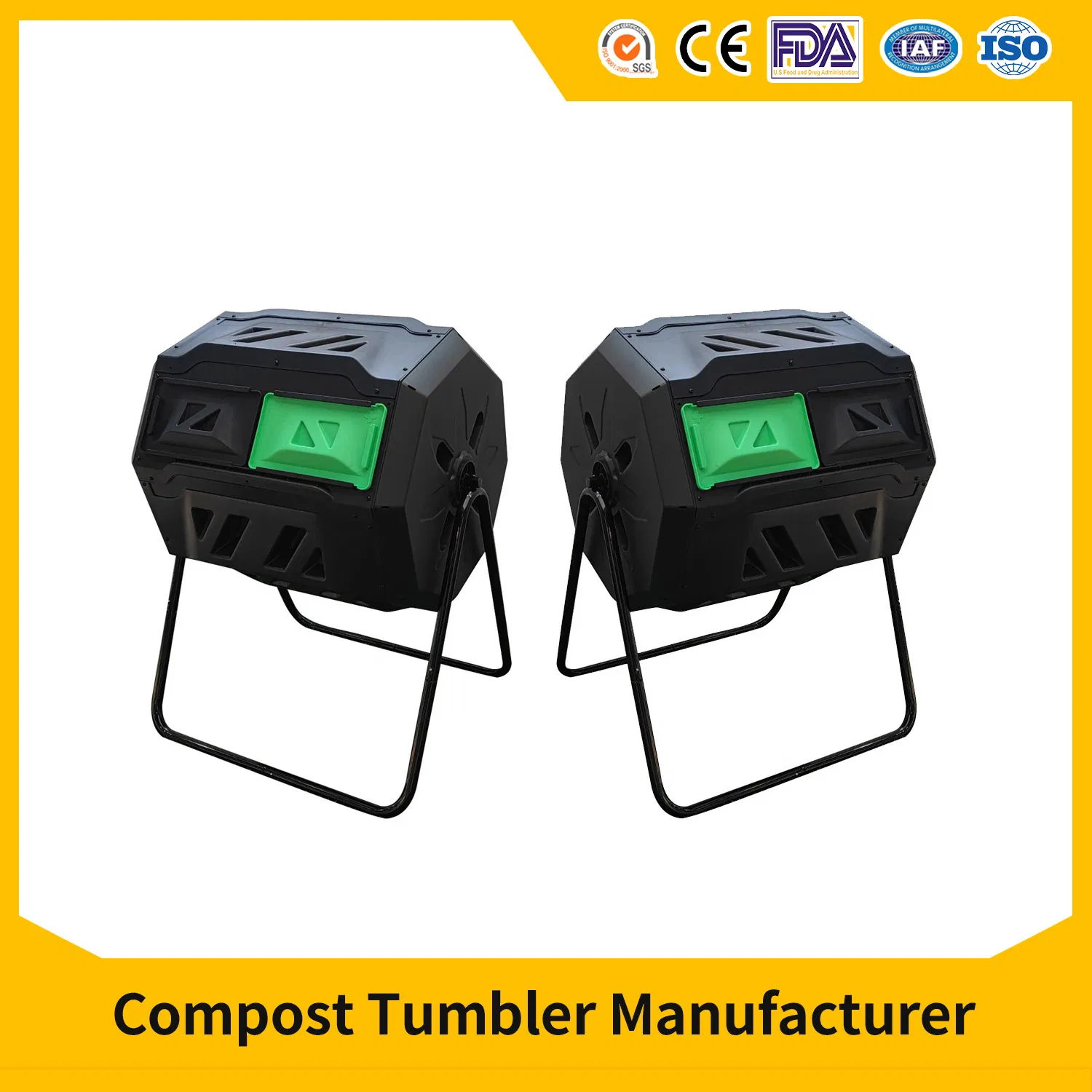 Hot Sale Food Dual Trash Can Recycled Plastic Factory Large Garden 300L Compost Box/Bin