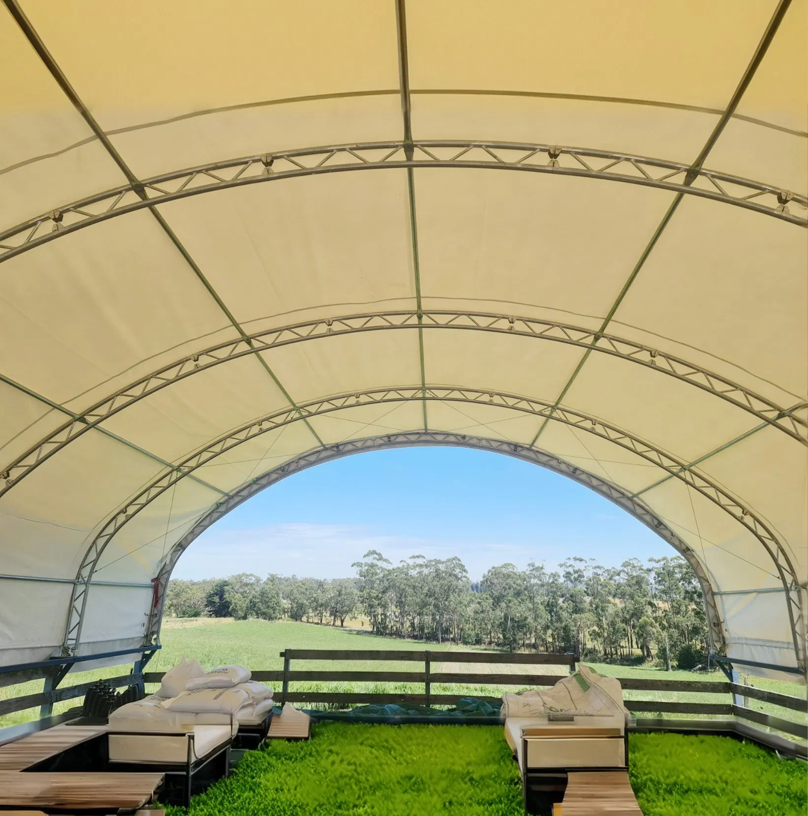 12m PVC Container Shelter Tent Steel Frame Container Dome Shelter