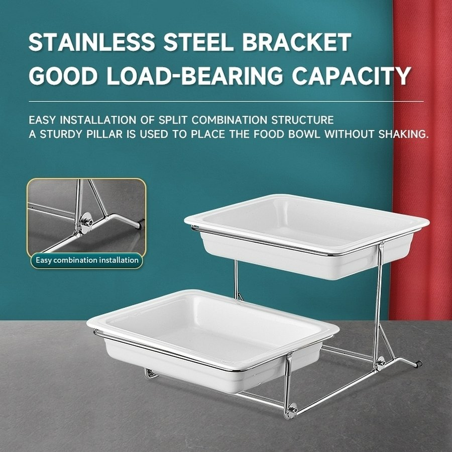 Durable Double-Layer Single-Grid Ceramic Exhibition Cake Display Stand for Engagement Party