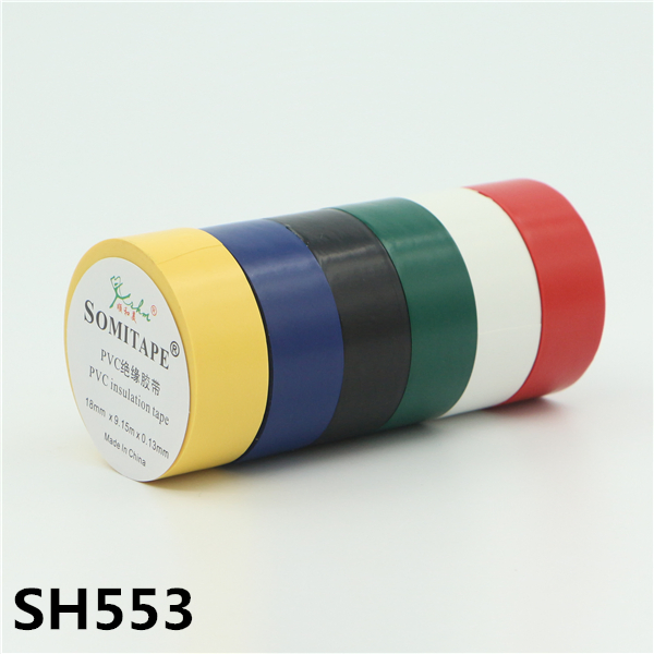 Somitape Sh555 Shiny Surface Fr Grade PVC Electrical Tape for Wire Wraping