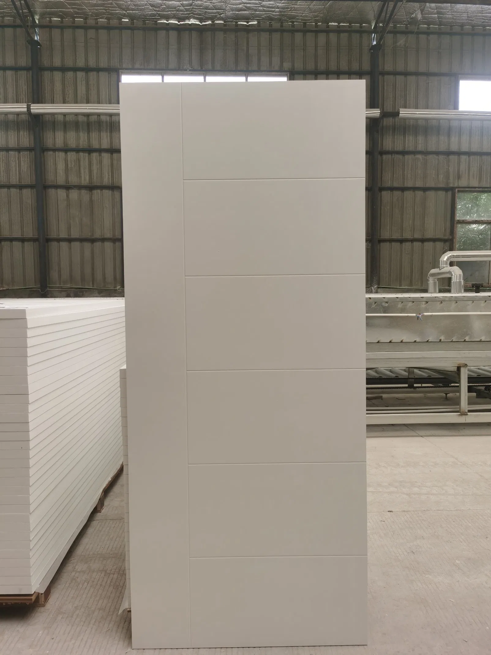 80in 96in Textured 4 Panels Hollow Core White Primed Moulded Wood Door