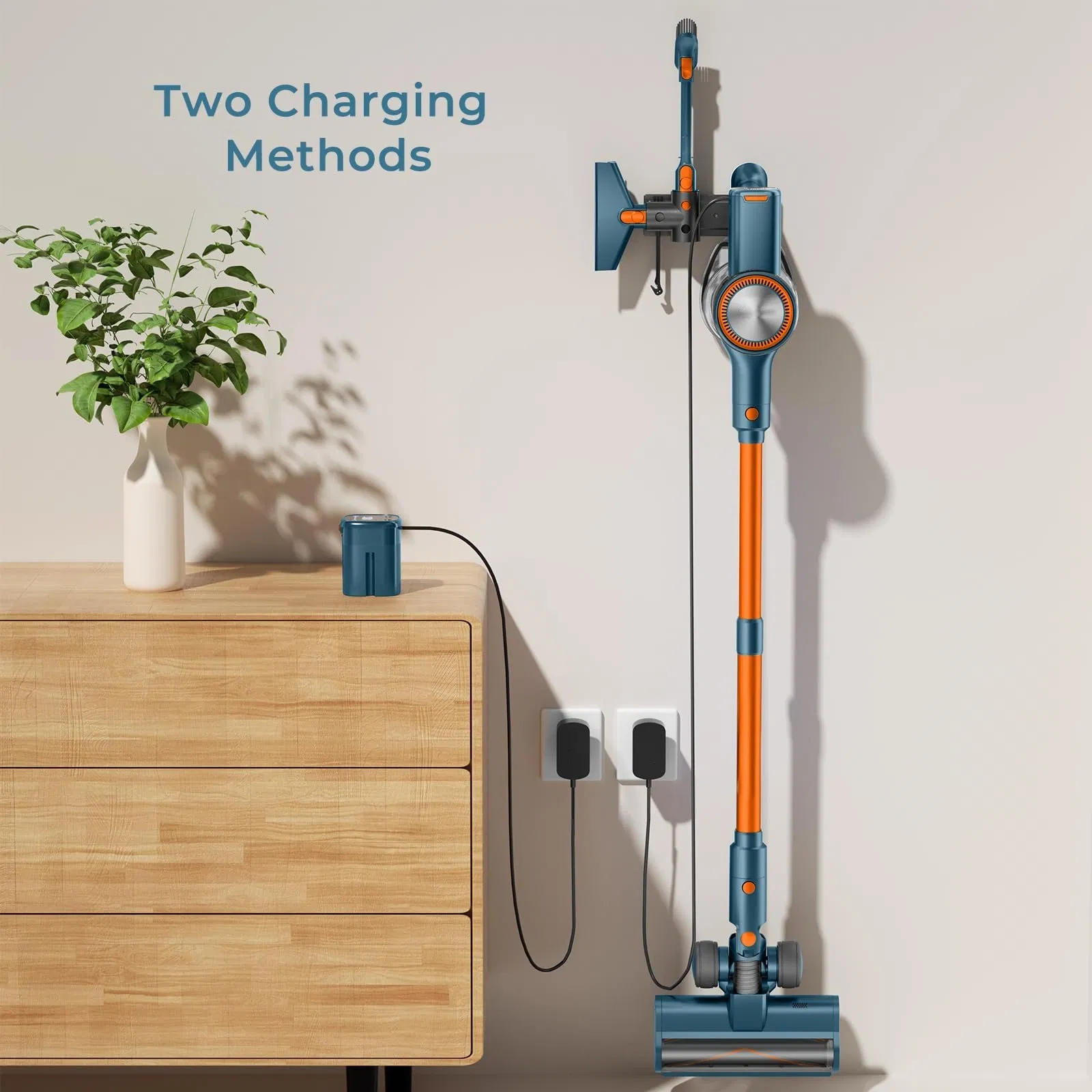 Longbank New Cordless Vacuum Cleaner Deep Cleans Hard Floors and Carpets Detangles Pet Hair Converts to Handheld Vacuum Cleaner