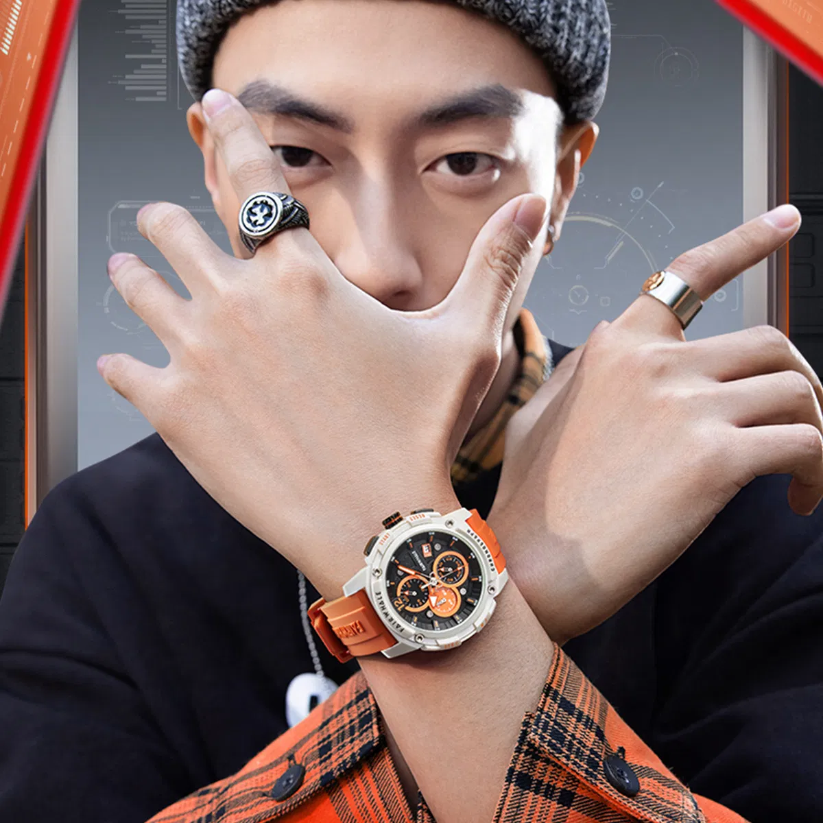 Mark Fairwhale 4306 New Style Men's Silicone Strap Luminous Business Quartz Watch